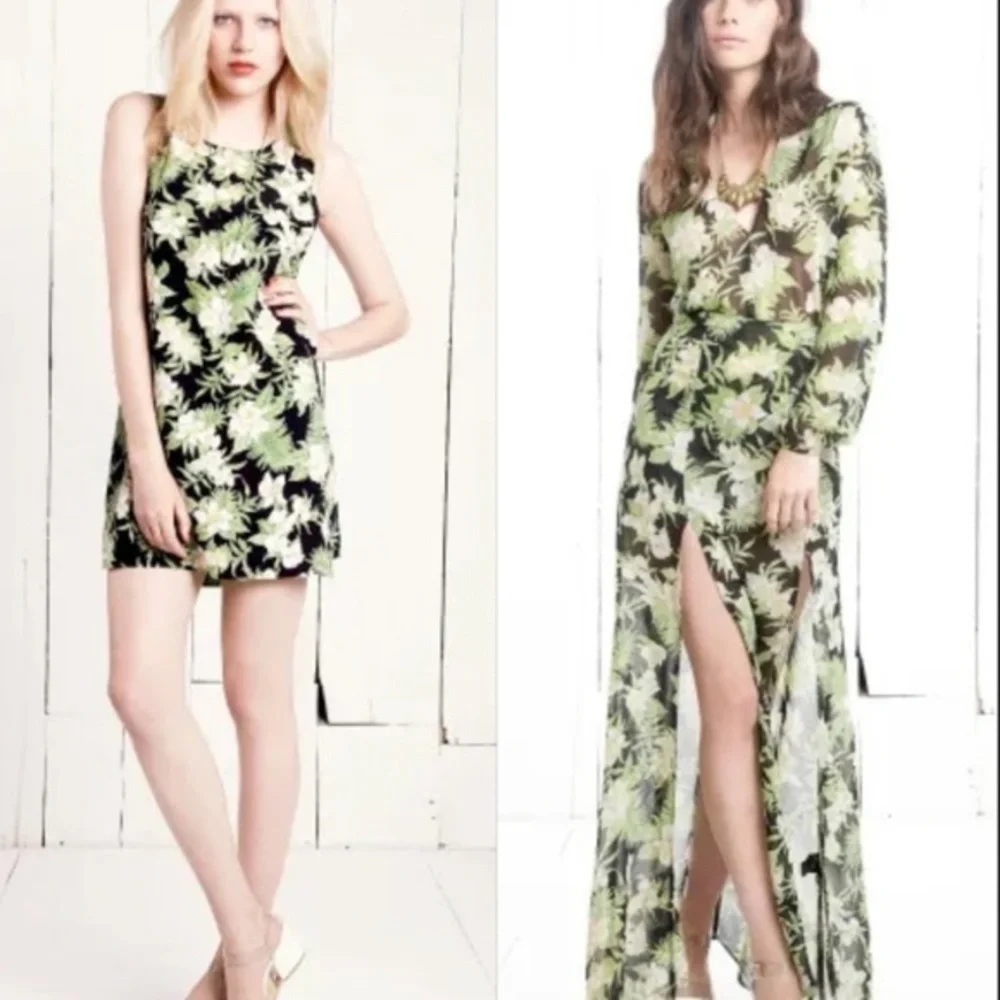 Reformation floral long dress sheer maxi botanica S​ cutout long sleeve‎ - Picture 3 of 12